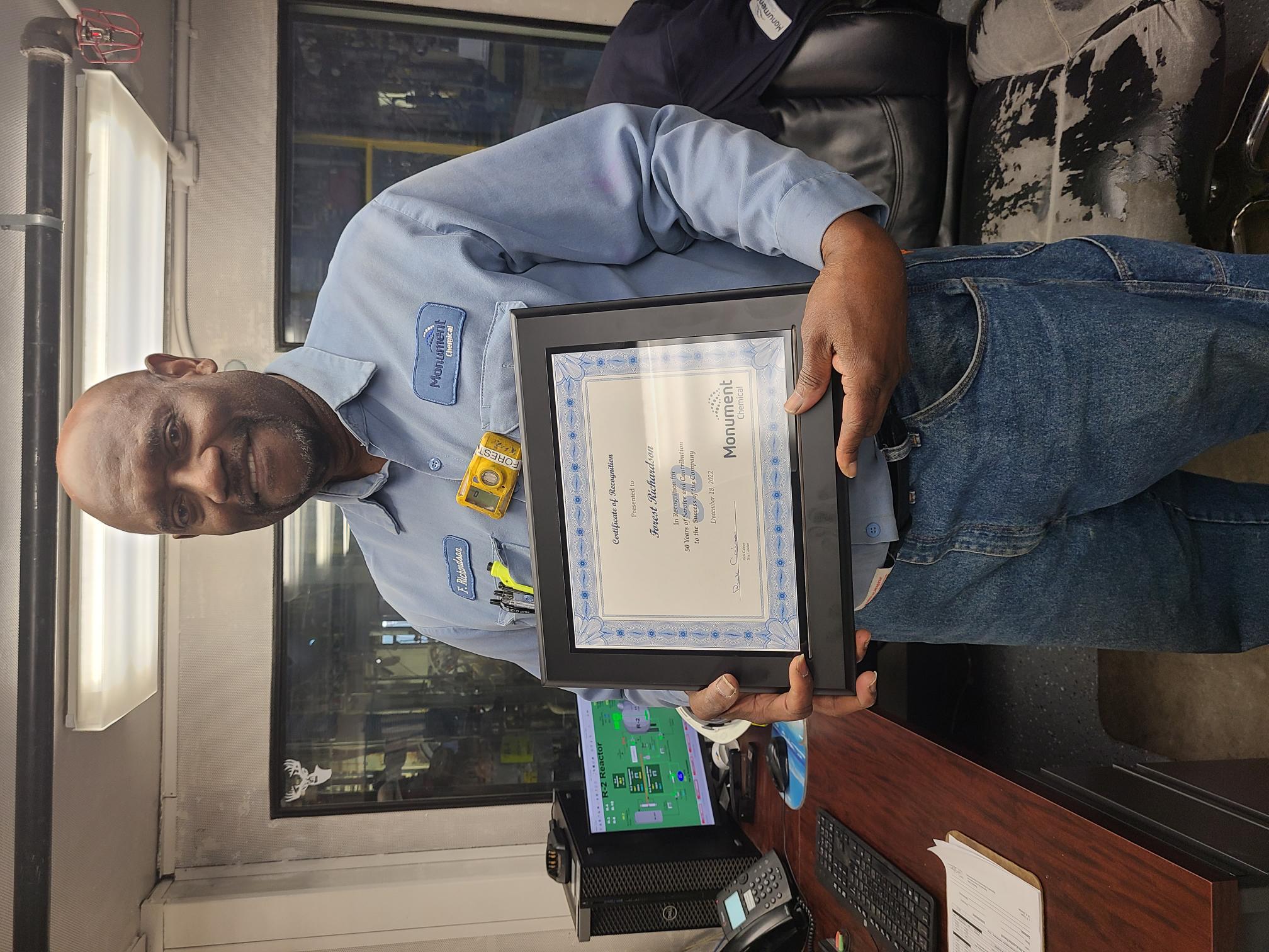 Forest Richardson Celebrates 50 Wonderful Years at Monument Chemical!