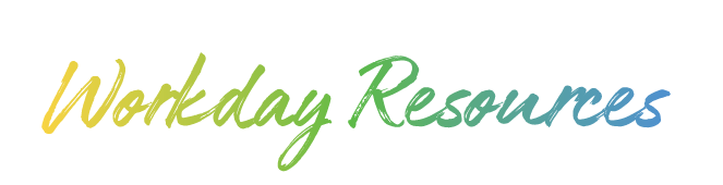 Workday Resources rainbow font title